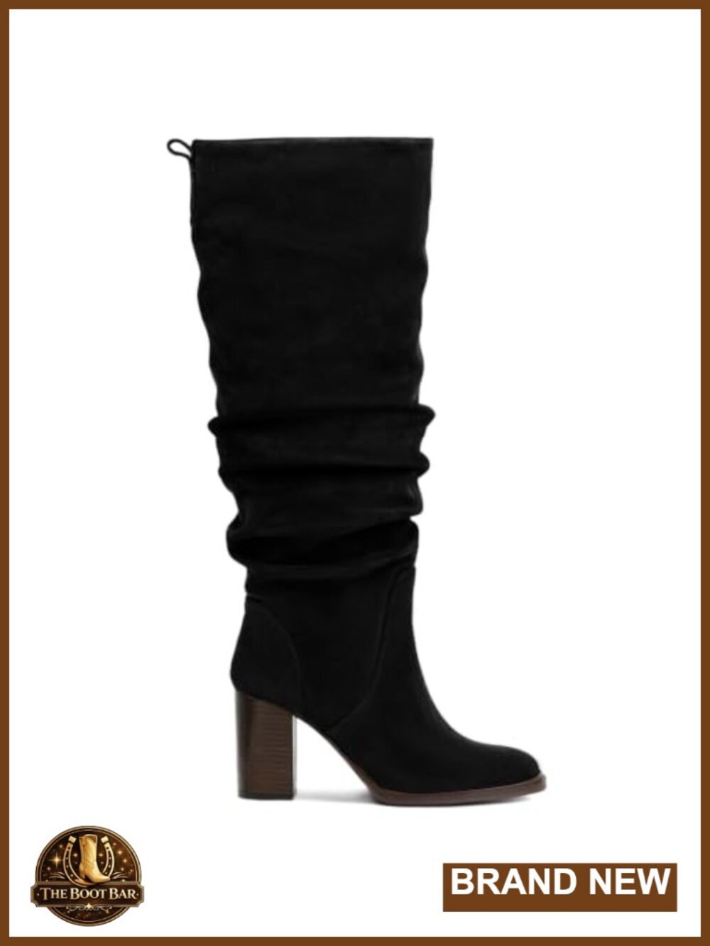 Faux Suede Knee High Slouch Boots Women Chunky Heel Zip